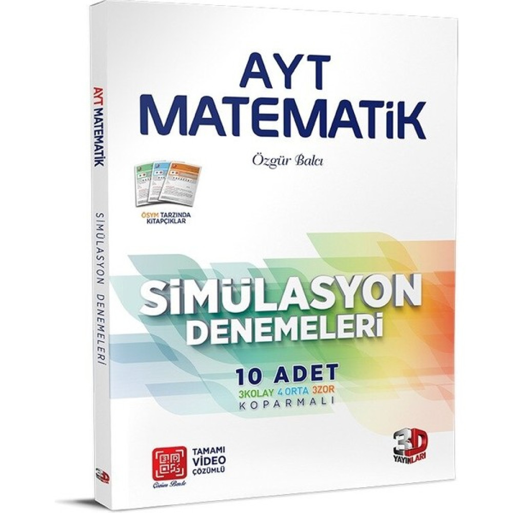 3D Yayınları Ayt Matematik 10'lu Simülasyon Denemeleri Tamamı Vid Tüm Dersler Fiyatı