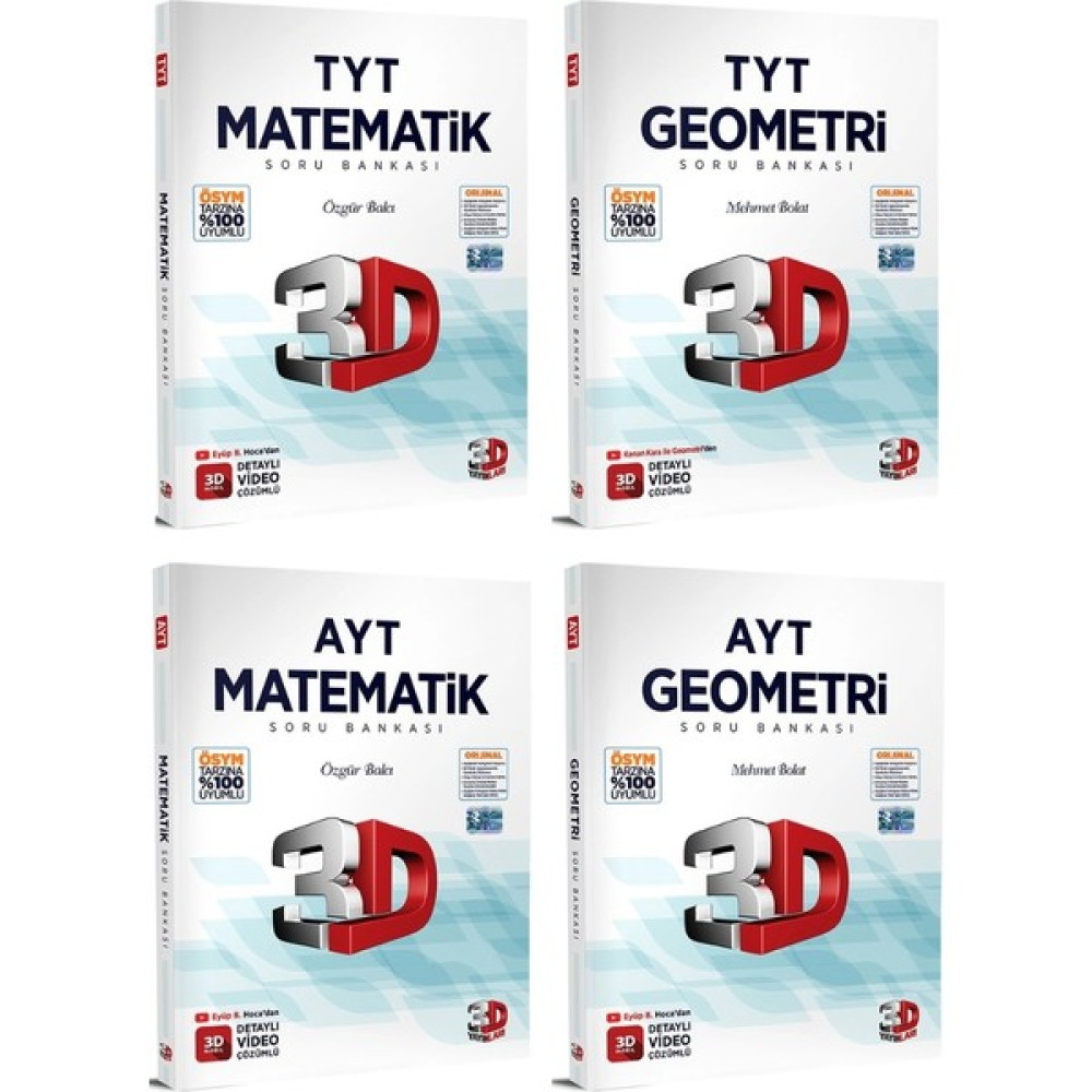 3D Yayınları TYT AYT Matematik Geometri Soru Bankası Seti 4 Kitap Matematik Fiyatı