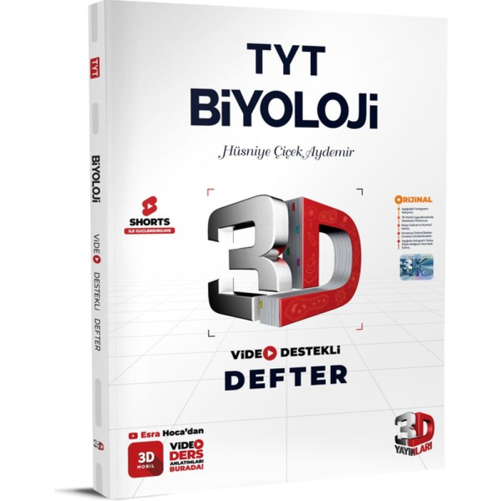 3D Yayınları Tyt Biyoloji Video Destekli Defter 2023 Temel Yeterlilik Testi (TYT) Fiyatı