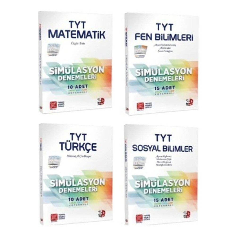 3D Yayınları TYT Branş Deneme 4'lü Kazandıran Set Kaynak Kitapları Fiyatı