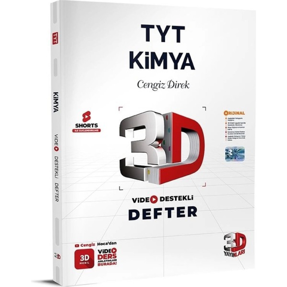 3D Yayınları TYT Kimya Video Destekli Defter Temel Yeterlilik Testi (TYT) Fiyatı