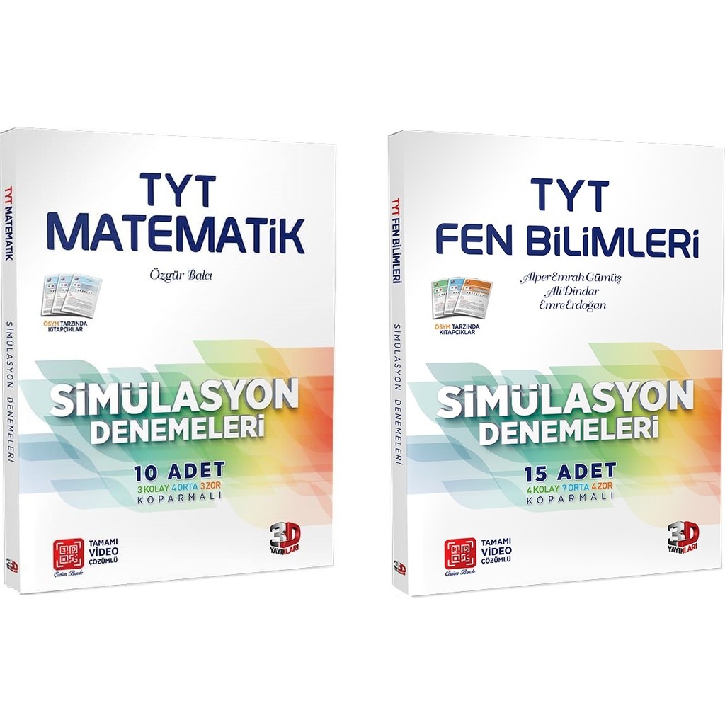 3D Yayınları TYT Matematik Fen Bilimleri Simülasyon Deneme Seti 2 Kitap Temel Yeterlilik Testi (TYT) Fiyatı