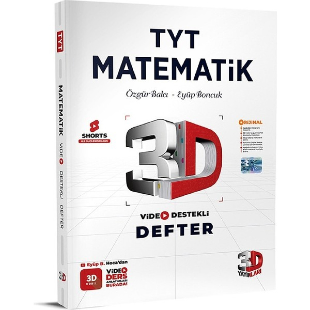 3D Yayınları Tyt Matematik Konu Anlatımı Video Destekli Defter 3D Yayın Lise (Bolnot'a Özel Güncel Içeriğe Sahiptir) Matematik Fiyatı