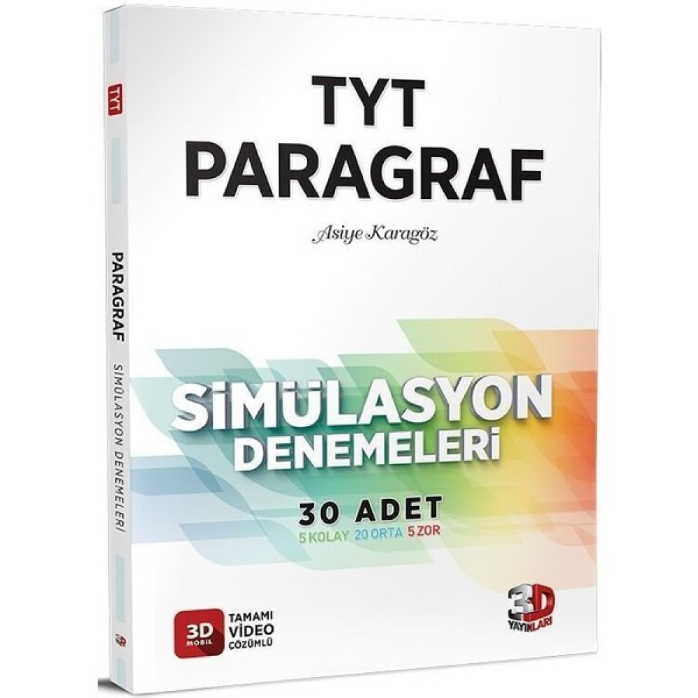 3D Yayınları Tyt Paragraf Simülasyon 30 Lu Denemeleri Kaynak Kitapları Fiyatı
