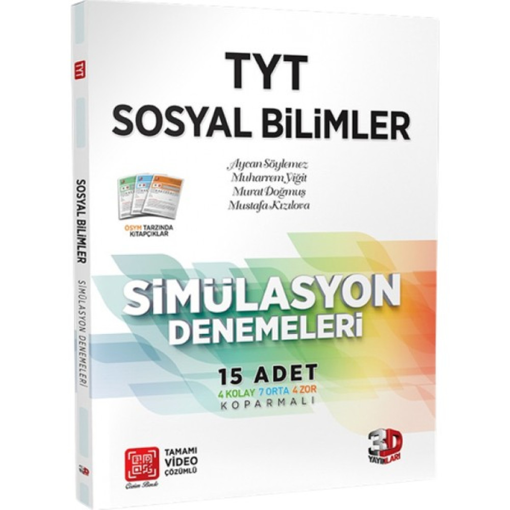 3D Yayınları Tyt Sosyal Bilimler 15'li Simulasyon Denemeleri Tamamı Video Çözümlü Temel Yeterlilik Testi (TYT) Fiyatı