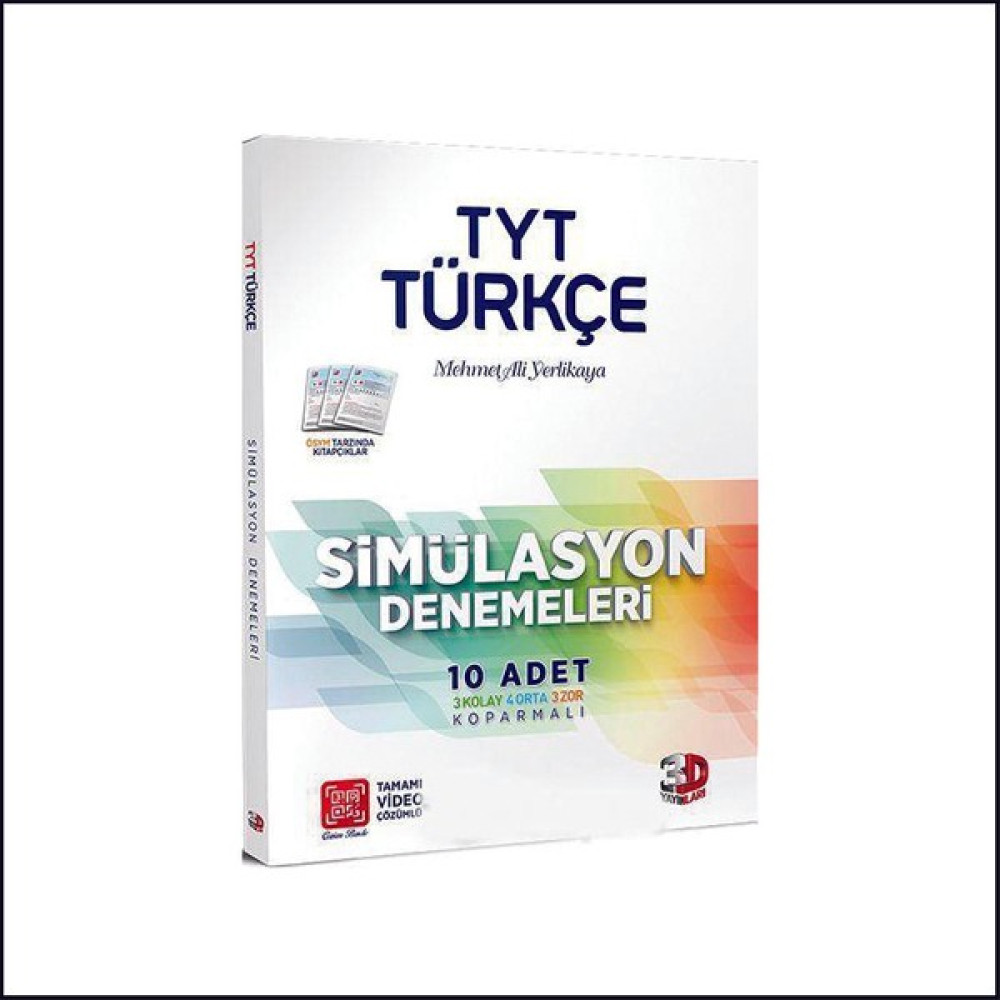 3D Yayınları TYT Türkçe Video Çözümlü Simülasyon Denemeleri / 3 D Yayınları Kaynak Kitapları Fiyatı