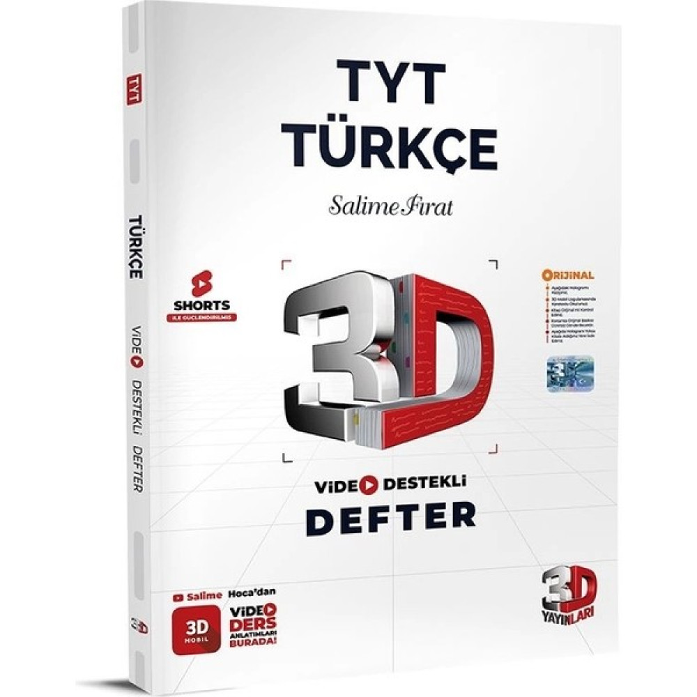 3D Yayınları TYT Video Destekli Türkçe Defter Temel Yeterlilik Testi (TYT) Fiyatı