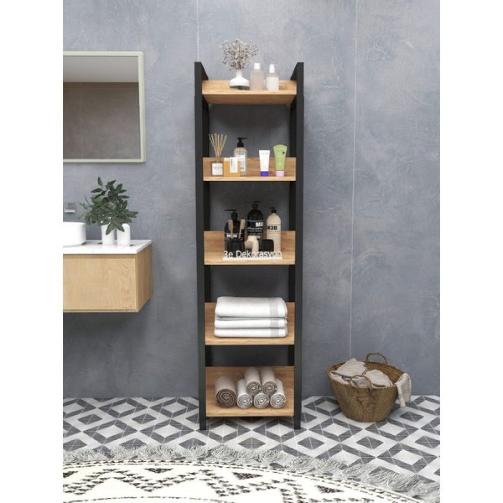 3E Dekorasyon Yapı Banyo Dolabı Raflı Mikrodalga Dolabı Çok Amaçlı Düzenleyici Mutfak Dolabı Kiler Rafı Mdf 170 cm - RENK - Kahverengi Banyo Dolabı / Mobilyası Fiyatı