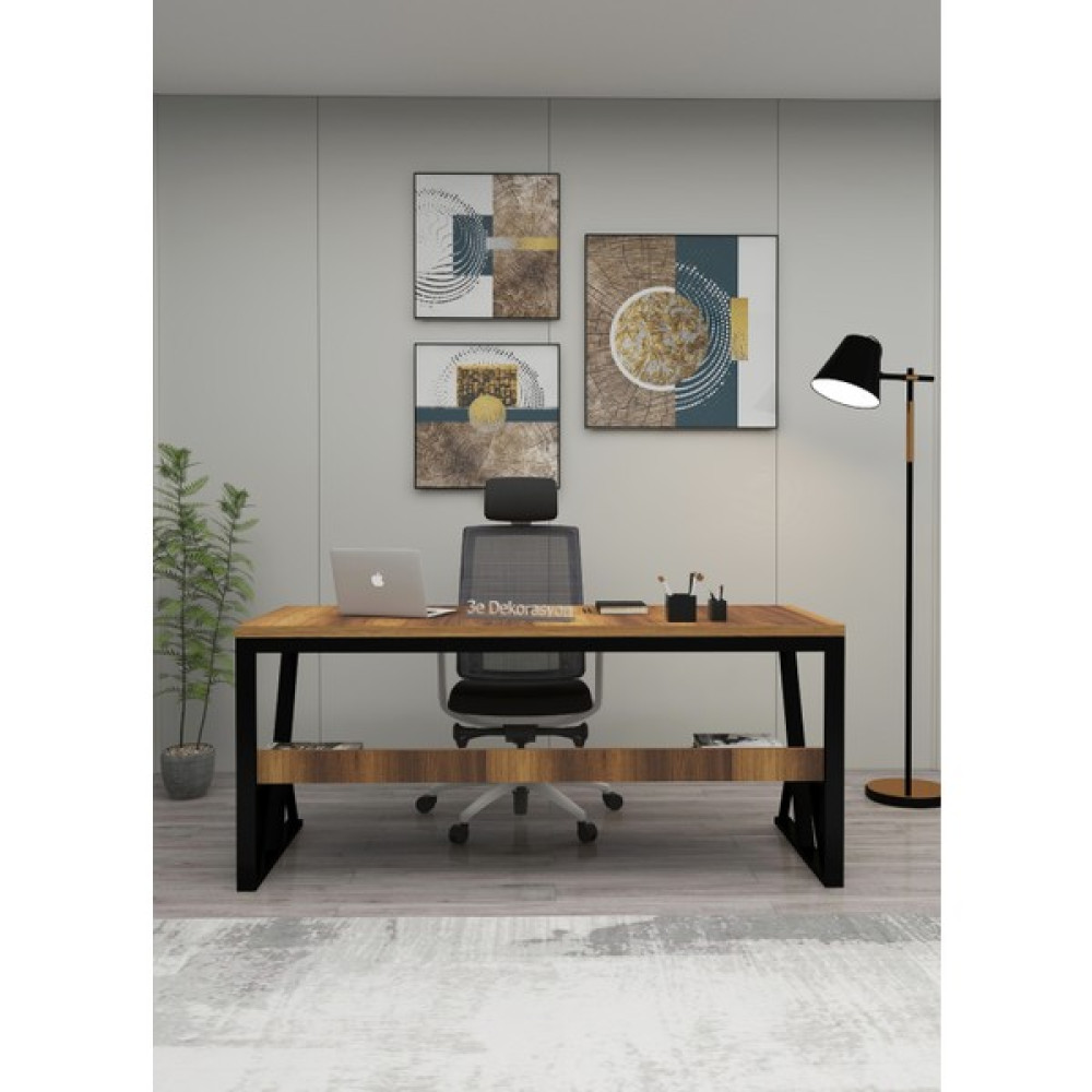 3E Dekorasyon Yapı Çalışma Masası Bilgisayar Masası Ofis Masası Makam Masası Patron Masası 70 x 170 x 75 cm Mdf - 70*170 - Kahverengi Çalışma Masası Fiyatı