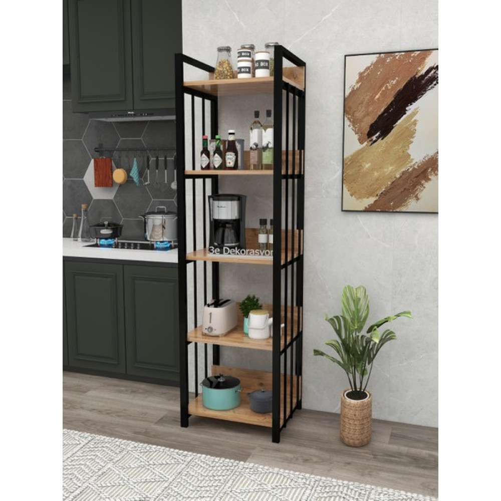 3E Dekorasyon Yapı Mutfak Dolabı Raflı Mikrodalga Dolabı Çok Amaçlı Düzenleyici Banyo Dolabı Kiler Rafı Mdf 170 cm - Kahverengi - RENK Duvar Rafı Fiyatı