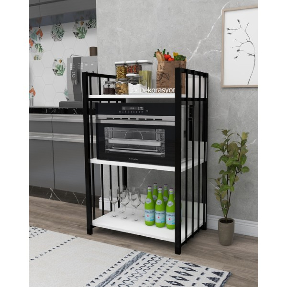 3E Dekorasyon Yapı Mutfak Dolabı Raflı Mikrodalga Mutfak Çok Amaçlı Düzenleyici Banyo Dolabı Kahve Köşesi Mdf 120CM - Beyaz - RENK Duvar Rafı Fiyatı