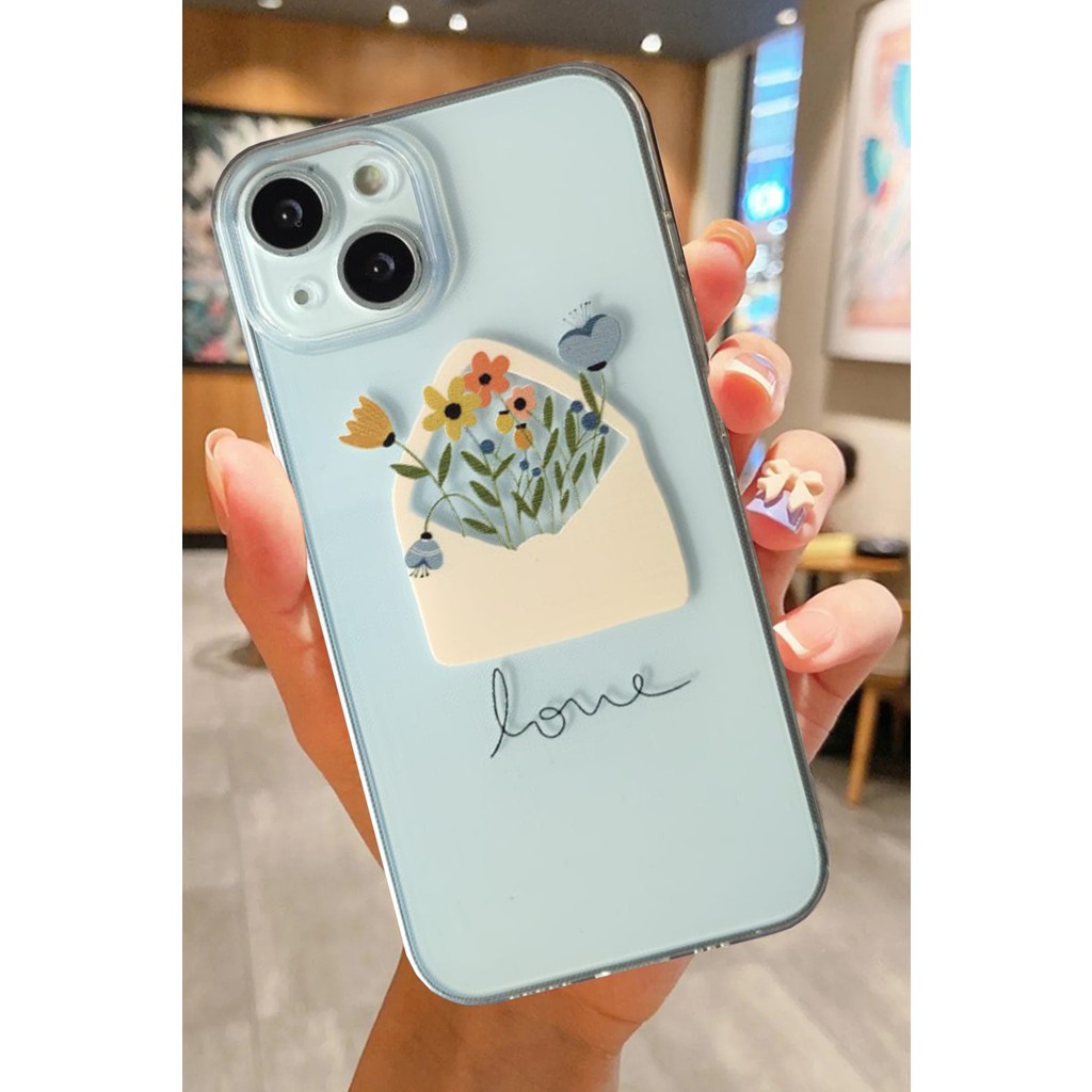3gen Case iPhone 15 Uyumlu Tatlı Çiçekler Desenli Şeffaf Silikon Kılıf Cep Telefonu Kılıfı Fiyatı