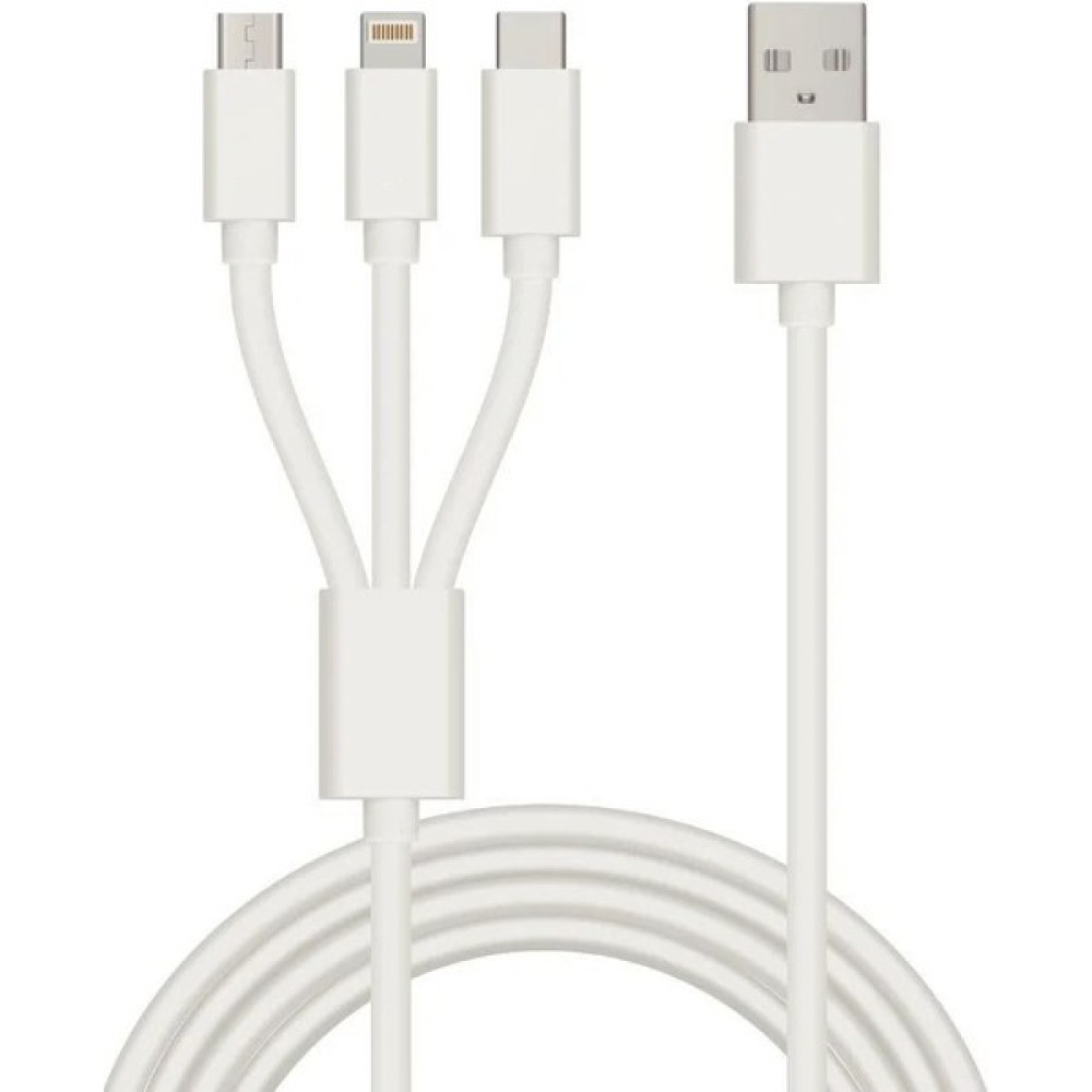 3in1 To Usb Micro Lightning Type-C 18W Şarj Cihazı İphone Samsung Xiaomi Huawei Uyumlu Şarz Aleti - Beyaz Cep Telefonu Şarj Cihazı Fiyatı