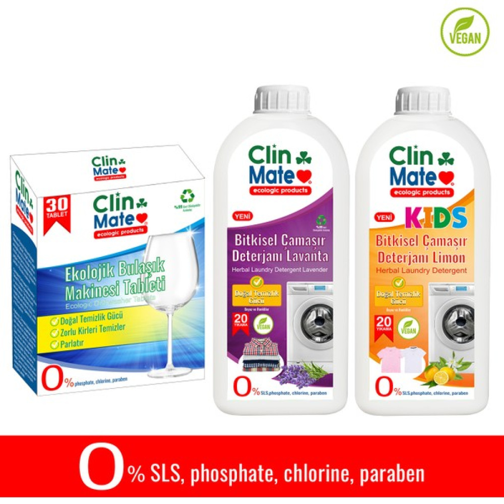 3'li Set Ekolojik Bulaşık Tableti 30 Yk - Bitkisel Lavanta ve Çocuk Çamaşır Deterjanı 750 ml 40 Yk Bulaşık Yıkama Fiyatı