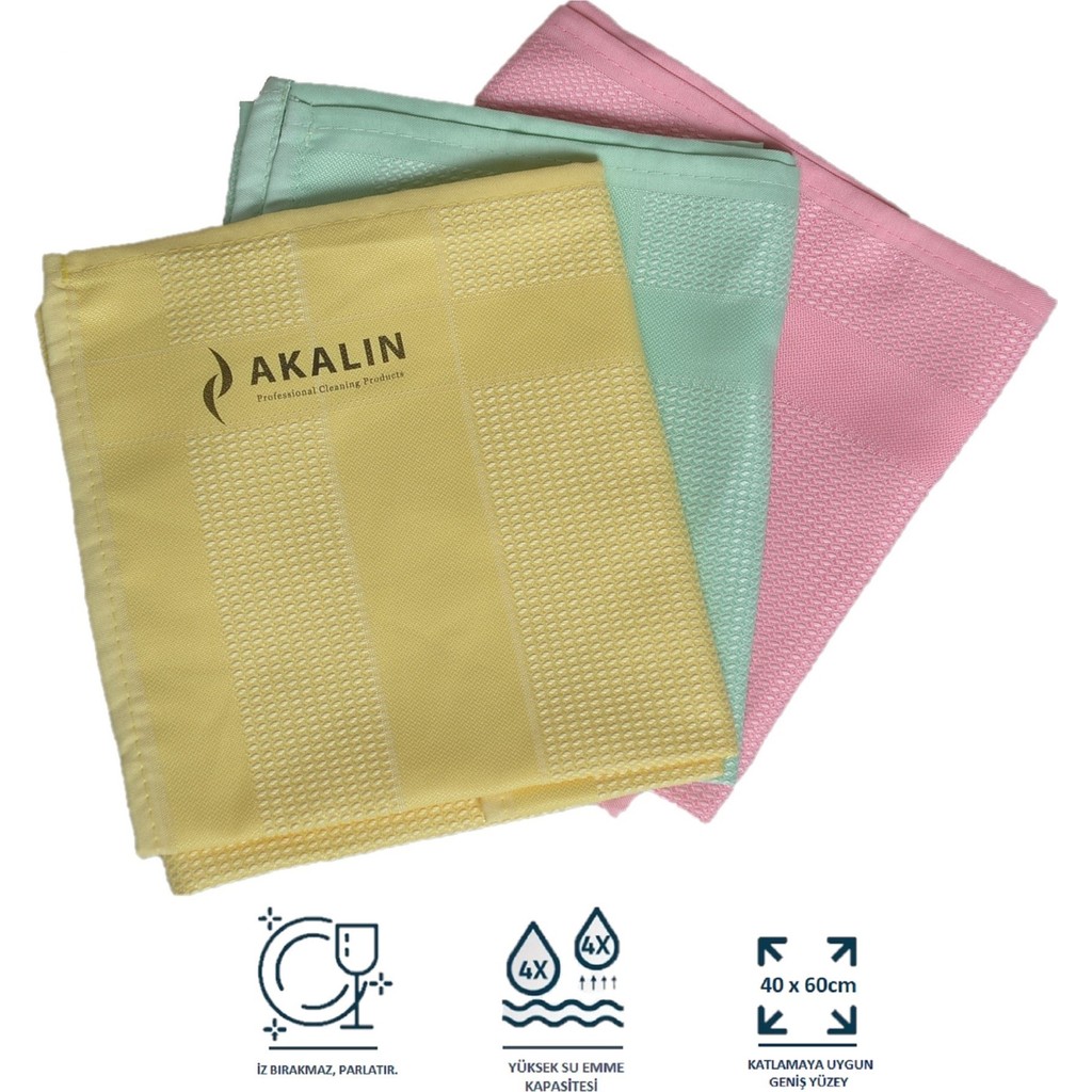 3'lü Eko Paket Mikrofiber Temizlik Bezi 40X60 CM (Pembe-Sarı-Yeşil) - Renkli Deterjan ve Temizlik Ürünleri Fiyatı