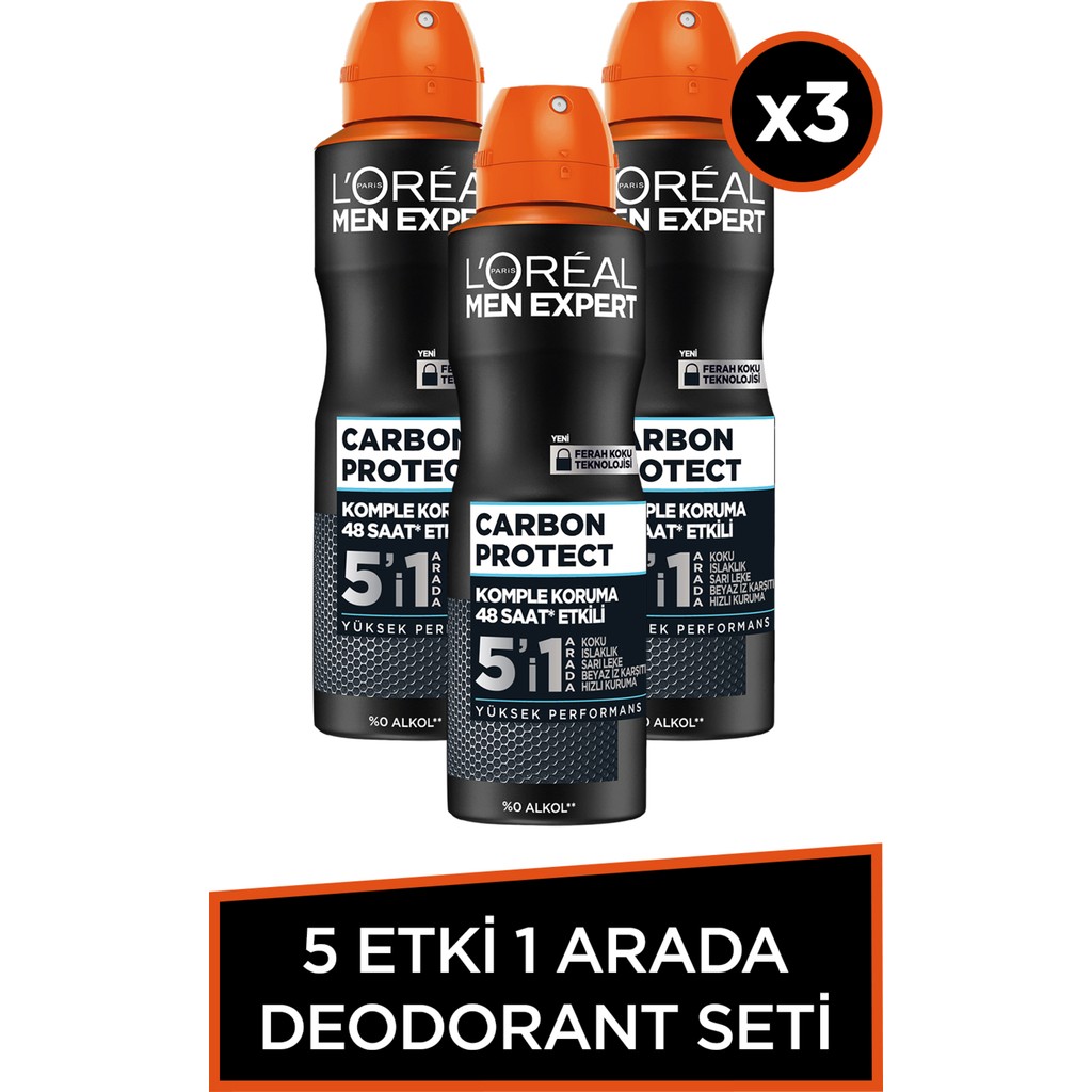 3'Lü Men Expert Carbon Protect Deodorant Seti Deodorantlar Fiyatı