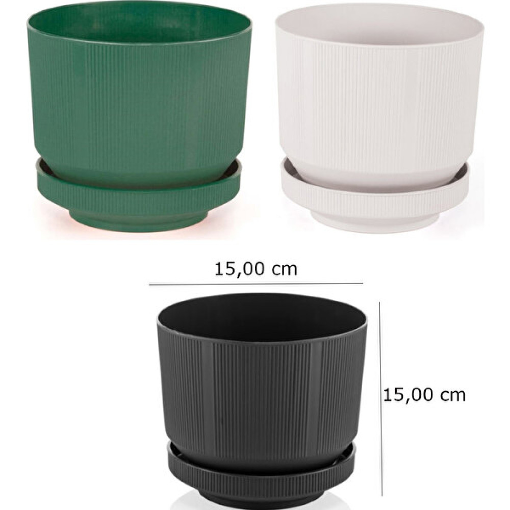 3’lu Plastik Tabaklı Saksı 3 Adet (Yeşil, Pastel Beyaz, Antrasit) 1,7lt Saksı ve Aksesuarları Fiyatı