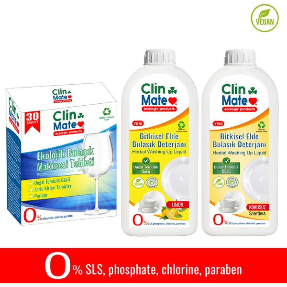 3'lü Set Ekolojik Bulaşıl Tableti 30 Yk + Bitkisel Elde Bulaşık Deterjanı Limon ve Kokusuz 750 ml Bulaşık Yıkama Fiyatı