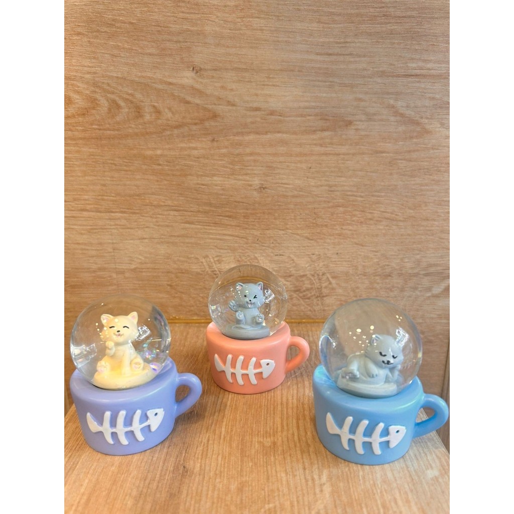 3’lü Set Işıklı Sevimli Kediler Tasarımlı Mini Kar Küresi – Dekoratif ve Koleksiyonluk Kar Küresi Seti 6x6 cm - Mavi Evcil Hayvan Ürünleri Fiyatı