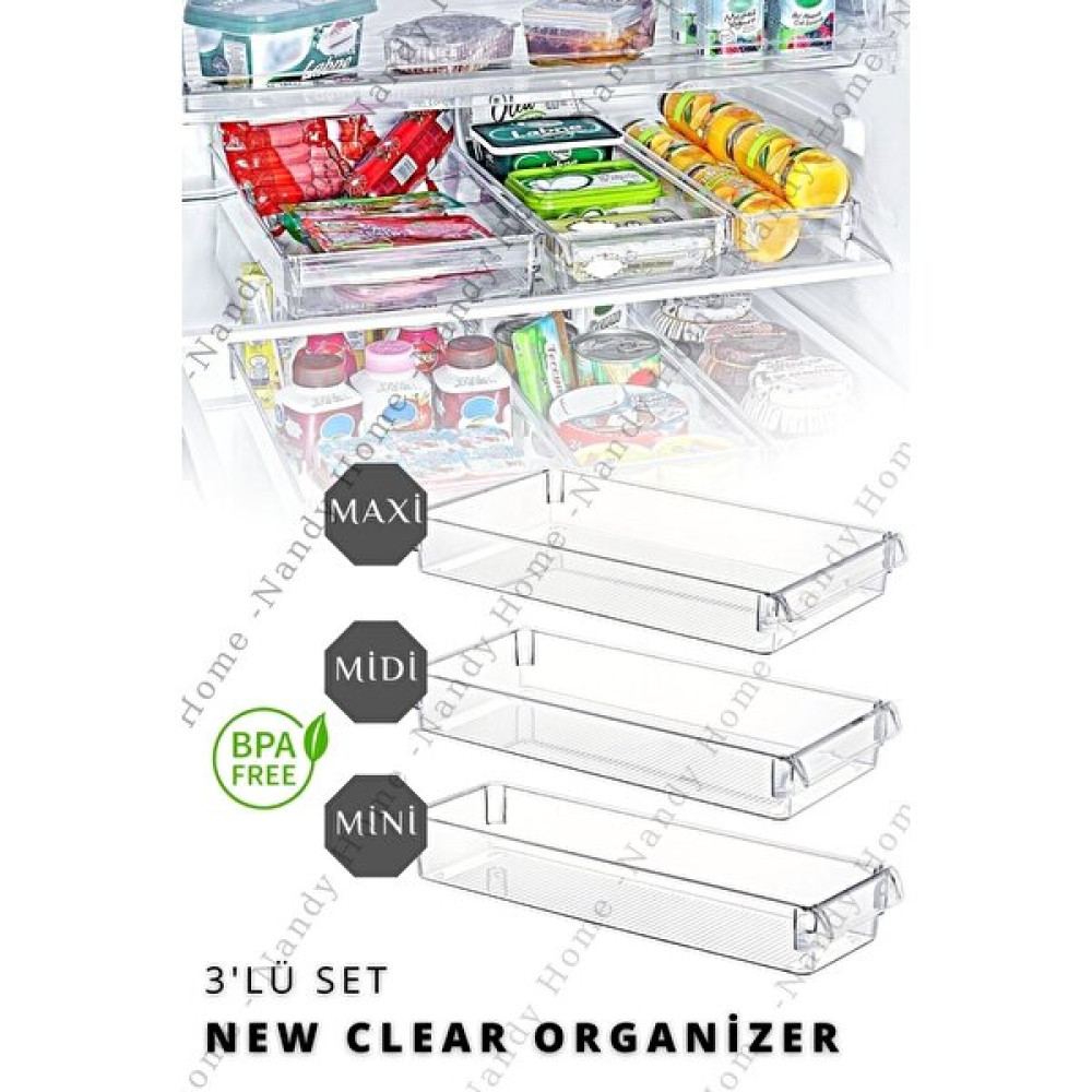 3'lü Set New Clear Buzdolabı & Dolap Içi Düzenleyici Organizer Saklama Kapları Fiyatı