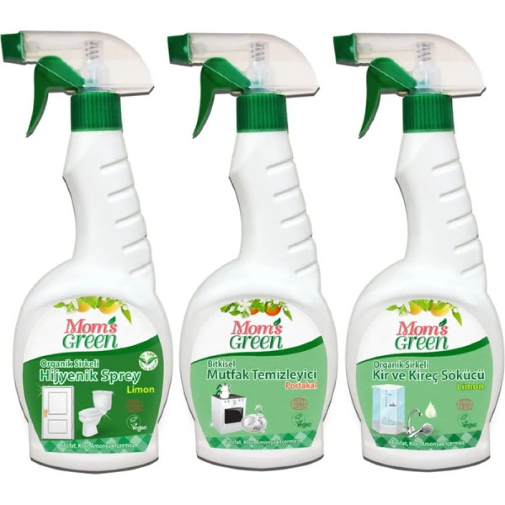 3'lü Set Organik Sirkeli Hijyenik Sprey Limon - Bitkisel Mutfak Temizleyici Sprey - Bitkisel Kir Kireç Sökücü ( 3 x 750 ml) - 2,25 lt Çamaşır Makinesi Ürünleri Fiyatı
