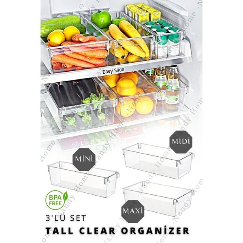 3'lü Set Tall Clear Buzdolabı Dolap Içi Düzenleyici Organizer Tall Oto Boyaları Fiyatı