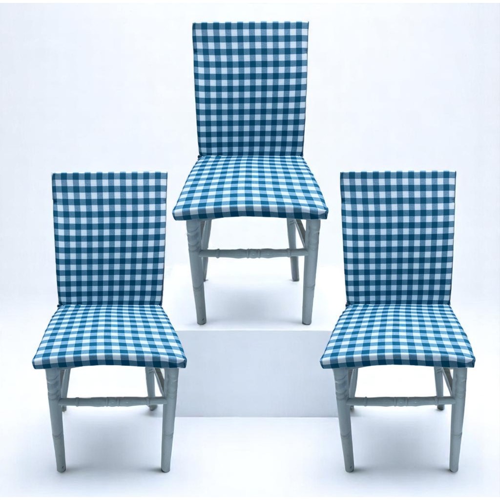 3'lü Sünger Dolgulu-Fermuarlı-Arkalıklı-Yıkanabilir-Sandalye Minderi 40 x 87 - 40 x 90 cm - Mavi Standart Sandalye Fiyatı