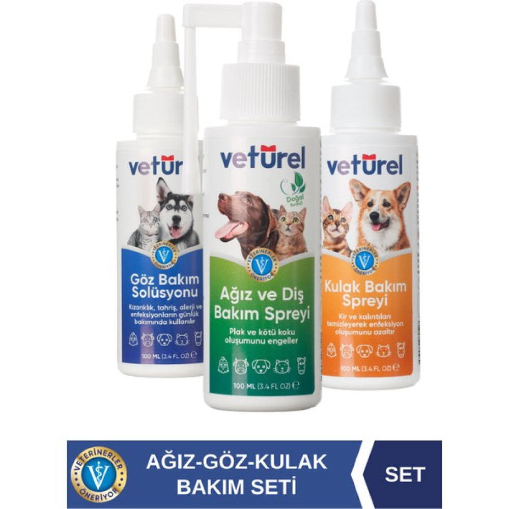 3'lüSet Kedi Ağız Kokusu Diş Plak Köpek Kulak Uyuzu Temizleme Göz Bakımı Evcil Hayvan Ürünleri Fiyatı