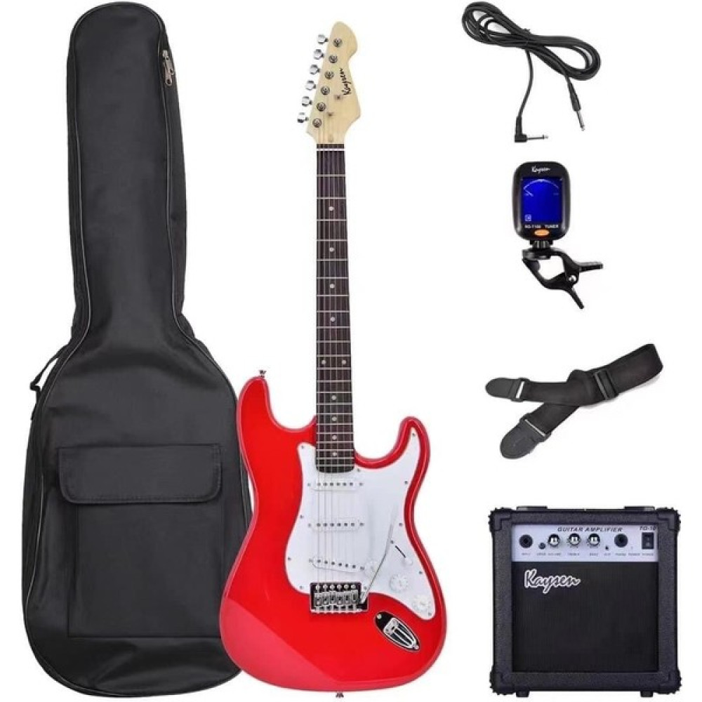 3M Music Elektro Gitar Sss Manyetik Elektro Gitar Seti Gitar+Amfi+Kılıf+Kablo+Askı Kayışı+Akort Cihazı+Pena - Kırmızı Elektro Gitarlar Fiyatı