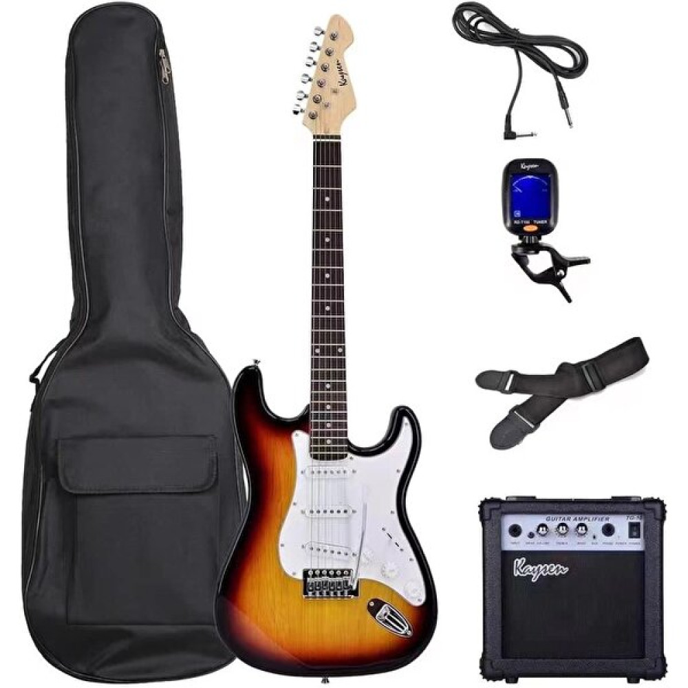 3M Music Elektro Gitar Sss Manyetik Elektro Gitar Seti Gitar+Amfi+Kılıf+Kablo+Askı Kayışı+Akort Cihazı+Pena - Sunburst Elektro Gitarlar Fiyatı