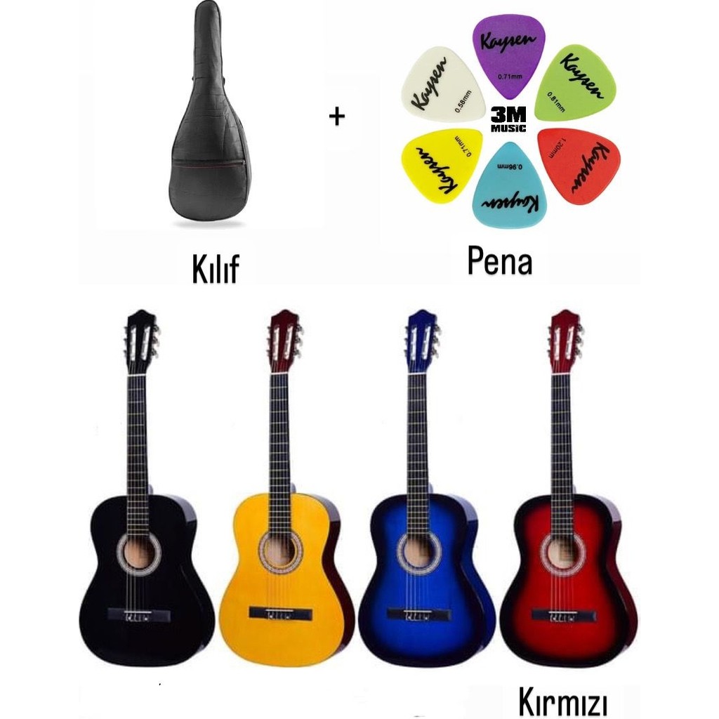 3M Music Klasik Gitar 3/4 ve 4/4 Boy Klasik Gitar Seti Junior Boy ve Tam Boy Gitar - Kırmızı - 3/4 ÖLÇÜ 7-10 YAŞ Klasik Gitarlar Fiyatı