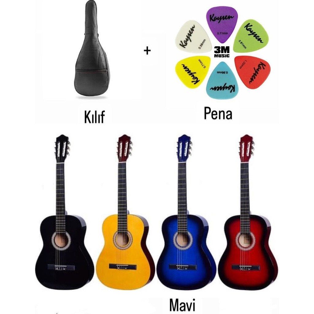 3M Music Klasik Gitar 3/4 ve 4/4 Boy Klasik Gitar Seti Junior Boy ve Tam Boy Gitar - Mavi - 4/4 ÖLÇÜ 11 YAŞ ÜZERİ HER YAŞ Klasik Gitarlar Fiyatı