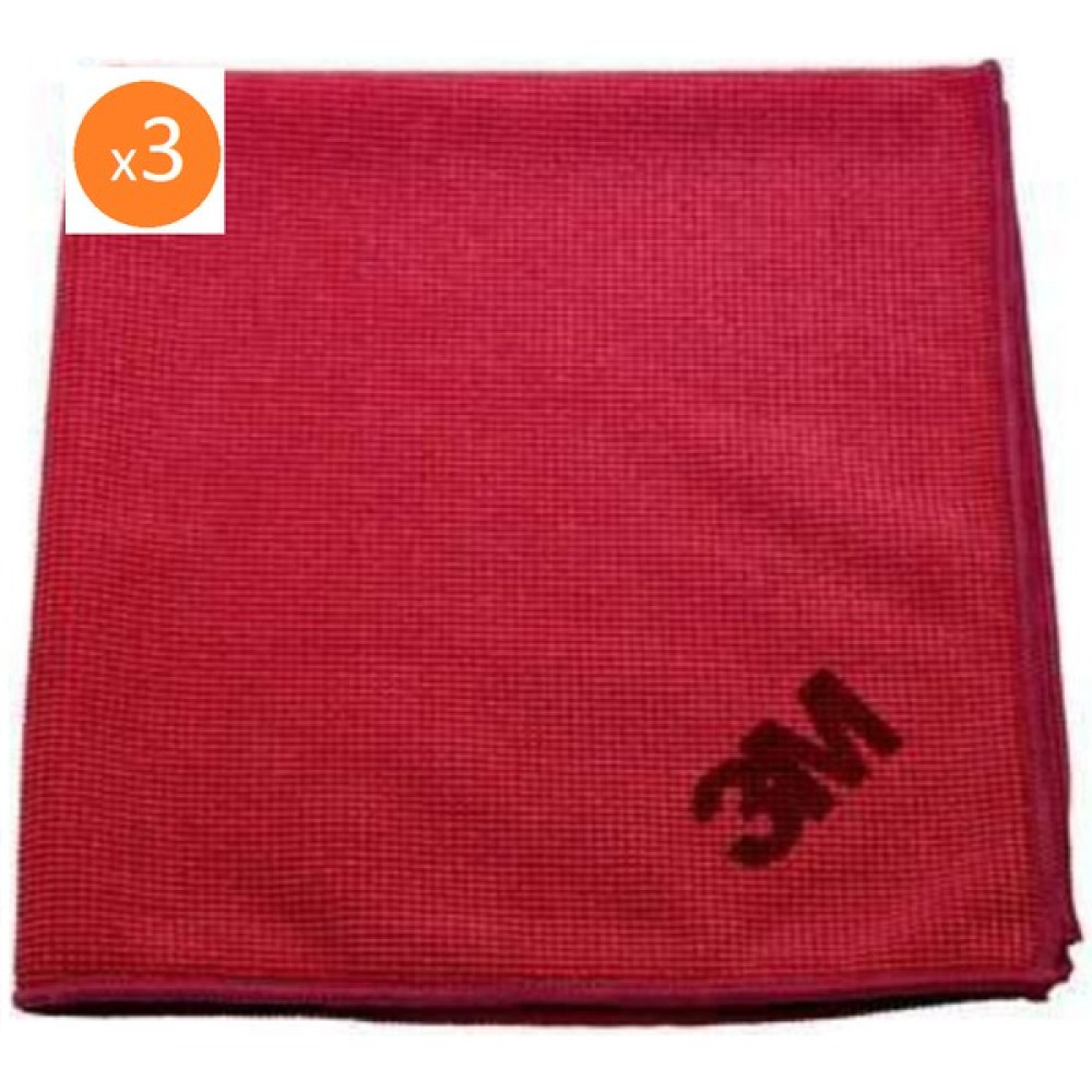 3M Scotch-Brite SB 2012 Mikrofiber Bez - Kırmızı- 36cm×36cm 3 lü - Kırmızı - Standart Temizlik Malzemeleri Fiyatı