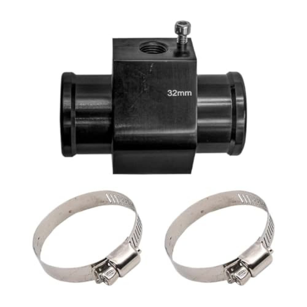 3PCS Auto Water Temp Joint Pipe, Aluminum Sensor Gauge Radiator Hose Adapter, Universal Water Temperature Extension Adapter with Clamps (32MM)
