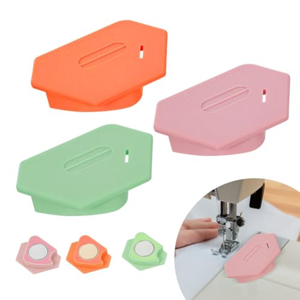 3Pcs Upgraded Magnetic Seam Guide for Sewing Machine with Scale, Suitable for Sewing Straight and Curves, Quilting Supplies Sewing Accessories for Most Magnet Sewing Machines- 3 Colors