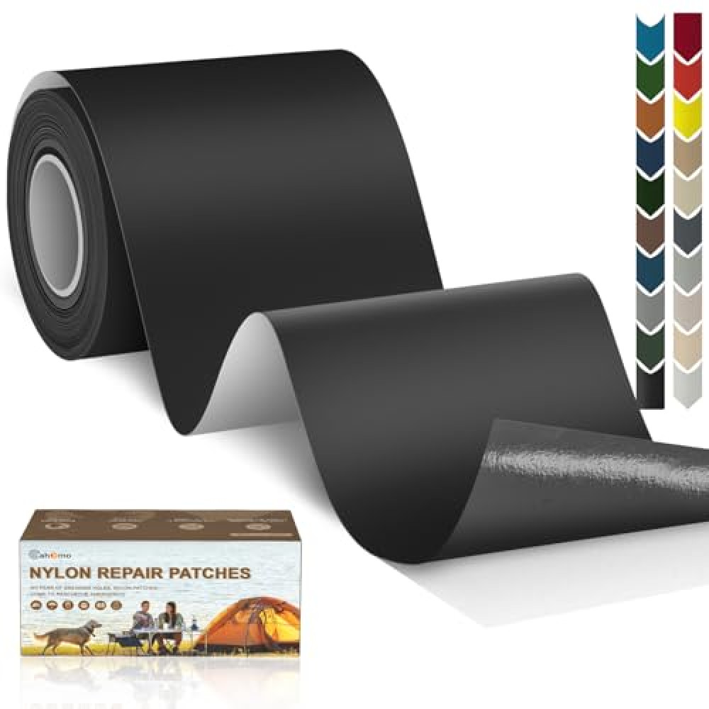 3x79 Inch Nylon Repair Patch Nylon Repair Tape Self Adhesive Nylon Fabric Tape Outdoor Camping Gear Nylon Repair kit for Tent, Umbrella, Down Jackets, Sleeping Bag, Knapsack （Black）