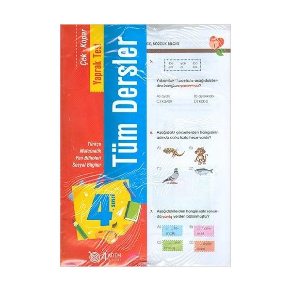 4 Adım 4. Sınıf Tüm Dersler Çek Kopar Yaprak Test Tüm Dersler Fiyatı
