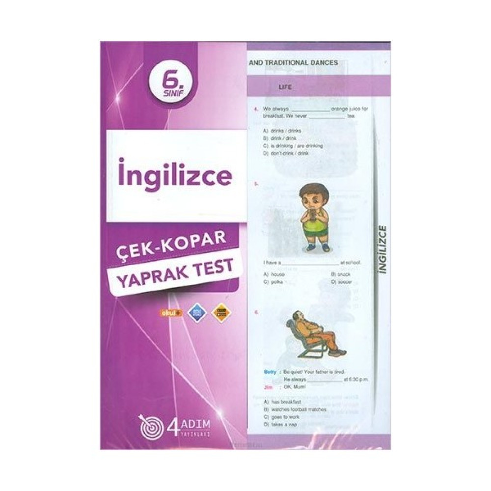 4 Adım 6. Sınıf İngilizce Çek Kopar Yaprak Test Yaprak Testler Fiyatı