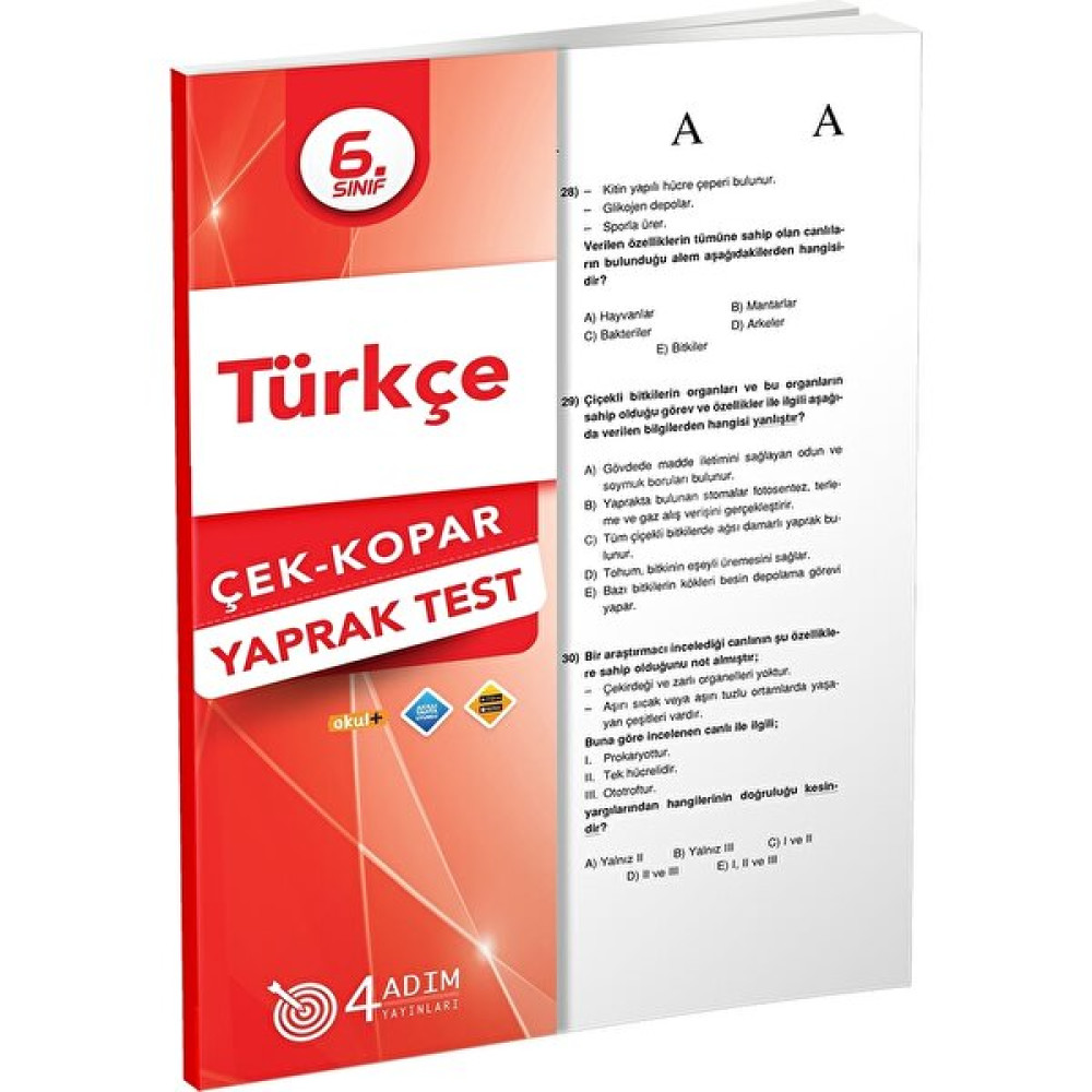 4 Adım 6. Sınıf Türkçe Çek Kopar Yaprak Test Yaprak Testler Fiyatı