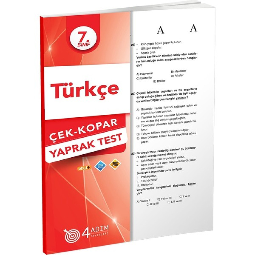 4 Adım 7. Sınıf Türkçe Yaprak Test Yaprak Testler Fiyatı
