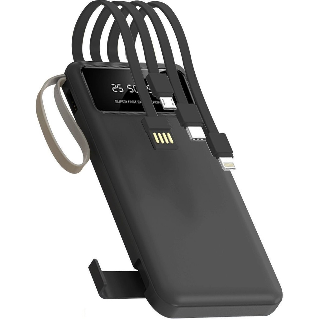 4 Çıkışlı Digital Göstergeli Fenerli 10.000 Mah Powerbank - Siyah Taşınabilir Şarj Cihazı - Powerbank Fiyatı