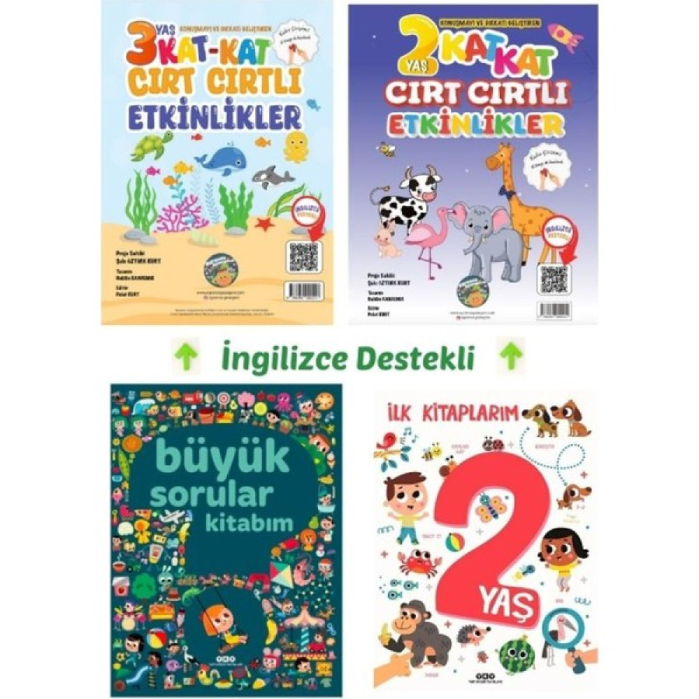 4 Dev Kitap-Yky Büyük Sorular ve 2 Yaş Kitap-Ingilizce Destekli 2-3 Yaş Cırt Cırtlı Etkinlikler Okul Öncesi Eğitici & Öğretici Kitaplar Fiyatı