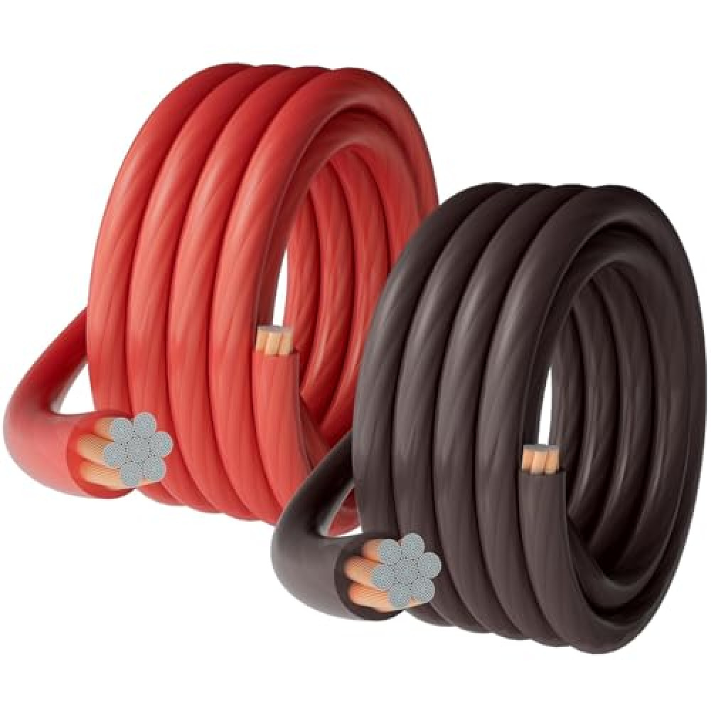 4 Gauge 4 AWG 20 Ft Black+20 Ft Red Power/Ground Wire Cable, True Spec Transparent Flexible Soft Touch Welding Battery Cable for Car Audio, Speaker, Solar, Marine, Generator, Automotive, RV