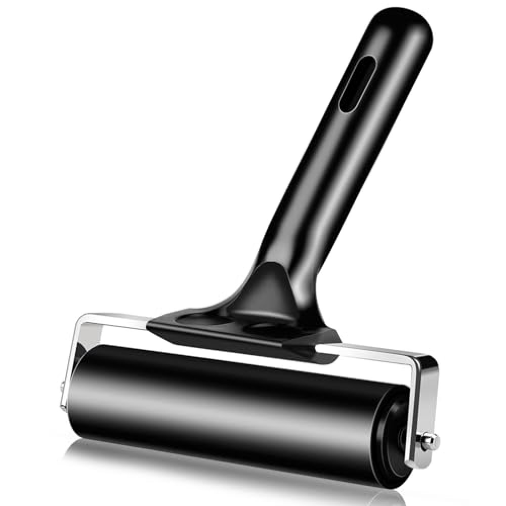 4 Inch Rubber Roller Brayer Rollers for Crafting, Hard Rubber Rollers for Printmaking, Printing, Gluing and Stamping Tools (Original Version, Black)