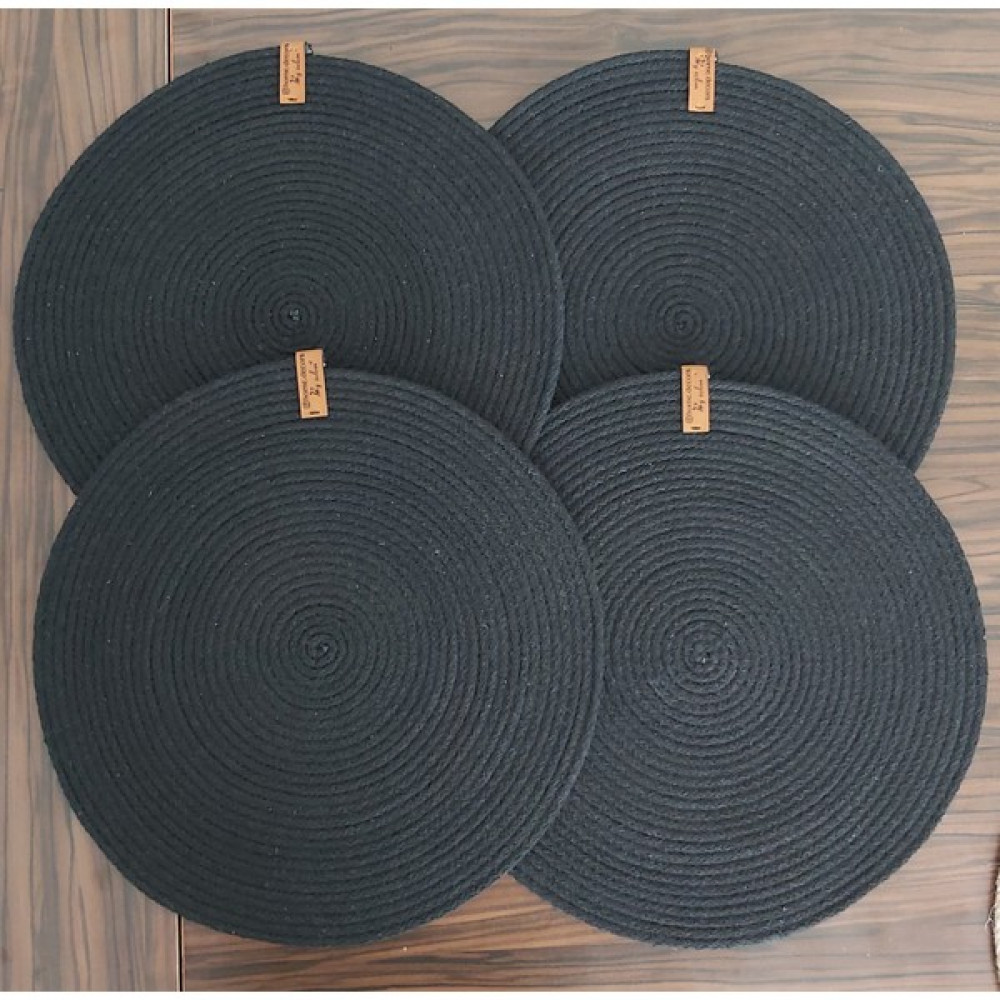 4 Kişilik Amerikan Servis Supla Takımı Siyah Renk Hediyelik Sofra Mutfak Hasır Sepet Sunum 33X33 cm - 33 x 33 cm Amerikan Servis Fiyatı