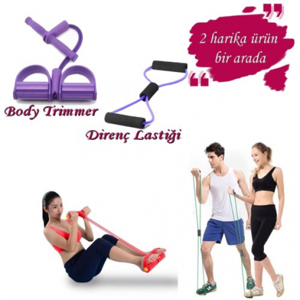 4 Lastikli Body Trimmer & Egzersiz Direnc Lastigi Kol Bacak Guclendirme Mor Direnç Lastiği Fiyatı