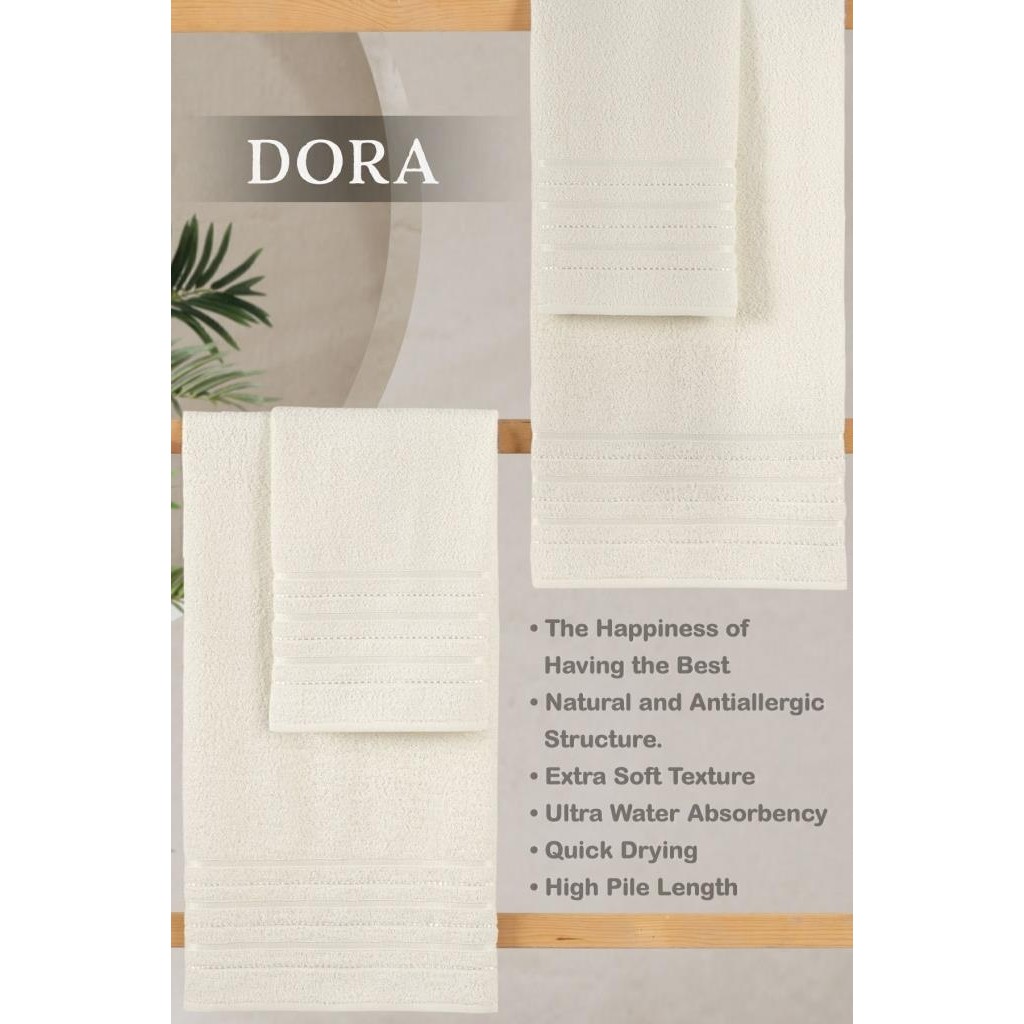 4 Lü Banyo Havlusu Seti Dora - 70X140cm x2 / 50x90cm x2 - 70 x 140 cm - Krem El / Yüz Havlusu Fiyatı
