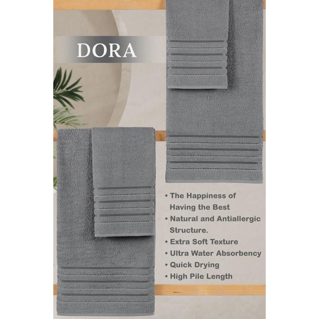 4 Lü Banyo Havlusu Seti Dora Gri - 70X140cm x2 / 50x90cm x2 - 70 x 140 cm El / Yüz Havlusu Fiyatı