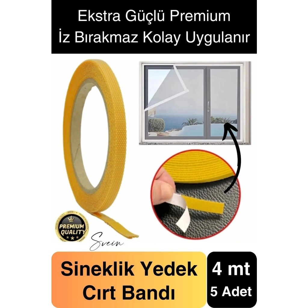 4 mt Güçlü Premium Sineklik Yedek Cırt Bant Pencere Kapı Yapışkanlı Tül Sinek Perdesi Bandı 5 Adet - Ahşap - diğer Perde Fiyatı