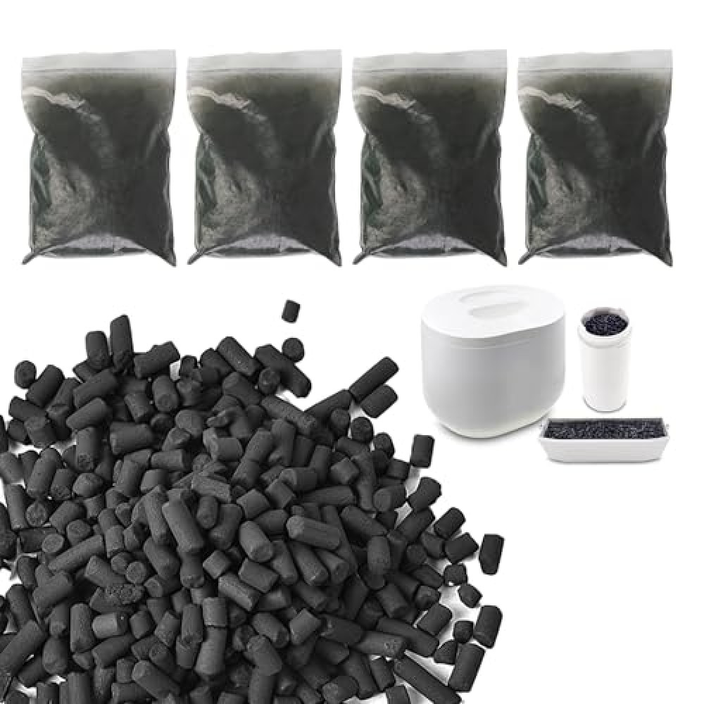 4-Pack (2 Pounds) Odor Absorbing Filter Refills for Lomi Kitchen Composter, Replacement Activated Charcoal Filters, Compatible with Lomi Electric Countertop Compost Bin Charcoal Refill
